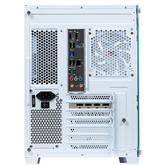 Nemesis 4 White Gaming PC Case – Cube Mid Tower ATX Chassis, Dual Tempered Glass Panels, 4x ARGB Fans Included, 360mm Radiator Support, USB 3.0, White