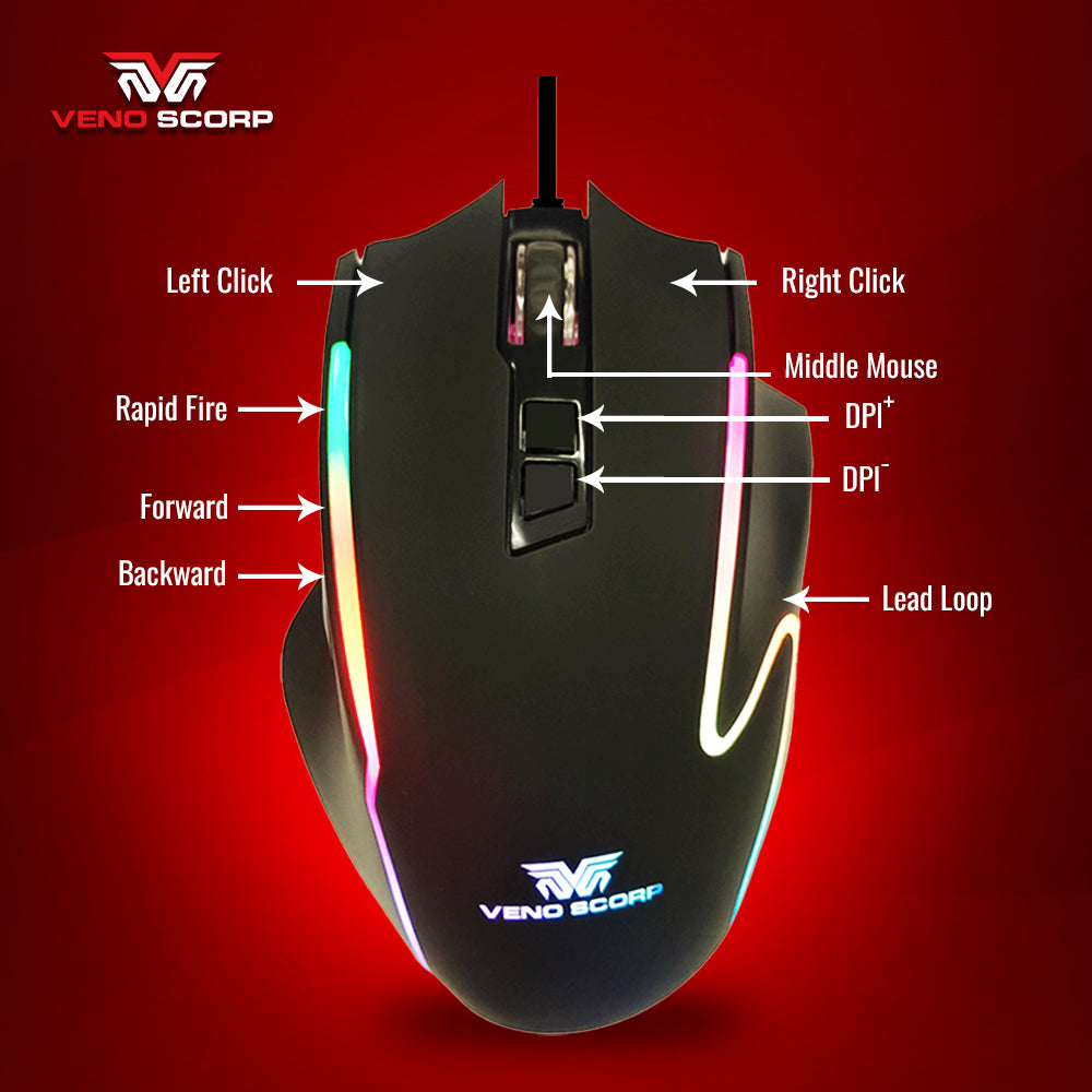 VenoScorp - ViperX RGB Gaming Mouse | Precision & Performance