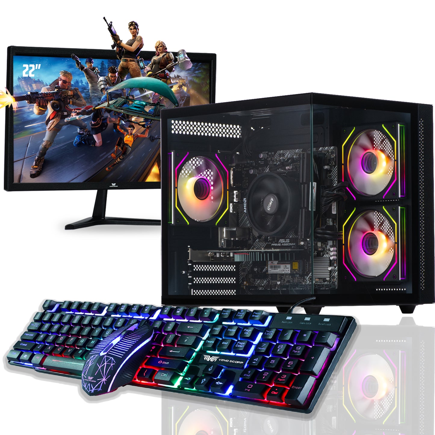 Mini Nemesis 3 Gaming PC Bundle - AMD Ryzen 5 5500 16GB RAM AMD RX580 8GB AS-MS201