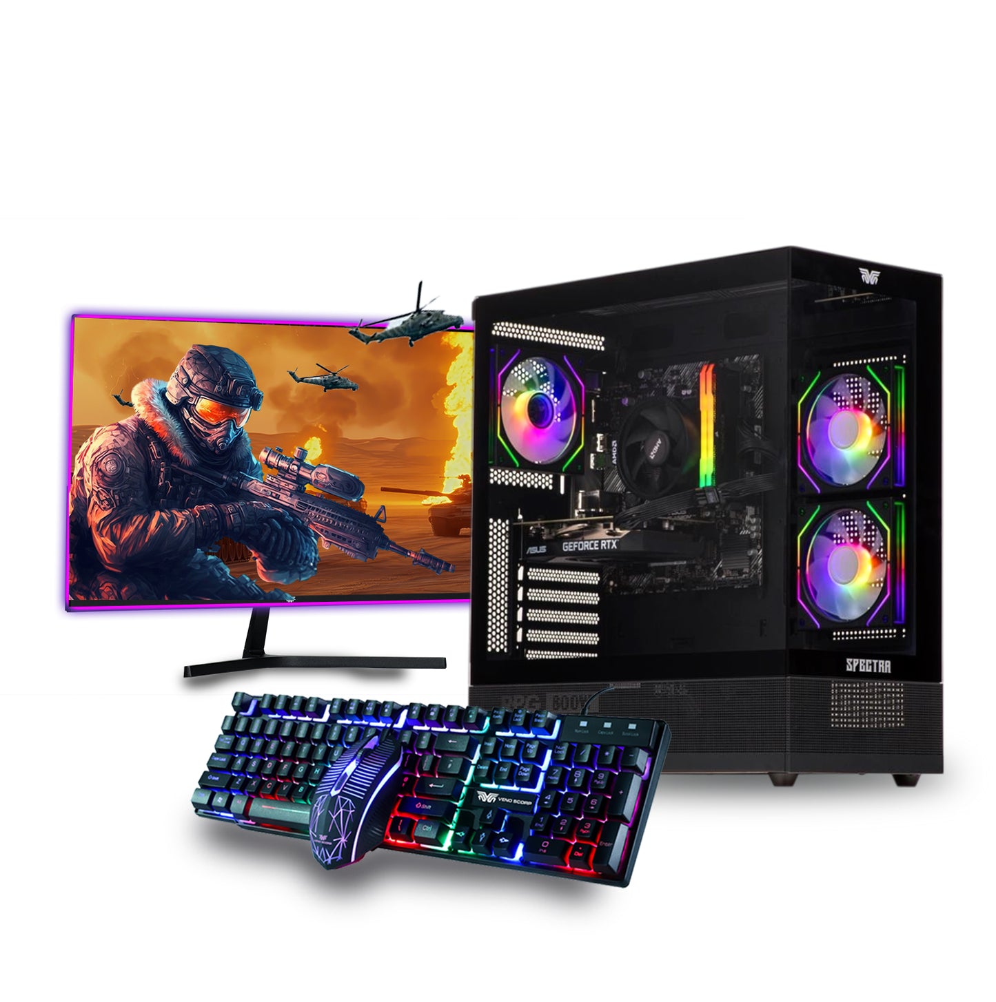 Spectra Gaming PC Bundle - AMD Ryzen 5 5500 16GB NVIDIA GEFORCE RTX 3050 6GB T6-MS310