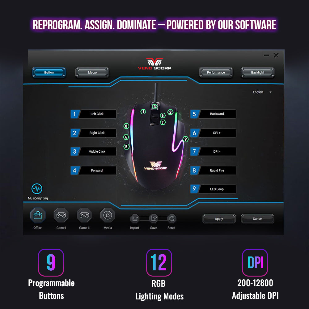 VenoScorp - ViperX RGB Gaming Mouse | Precision & Performance