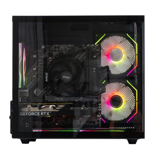 Mini Nemesis 3 Black Gaming PC Case – Cube Mini Tower Chassis, Dual Tempered Glass Panels, 3x ARGB Fans Included, Micro-ATX/Mini-ITX Support, 240mm Radiator Support, Black