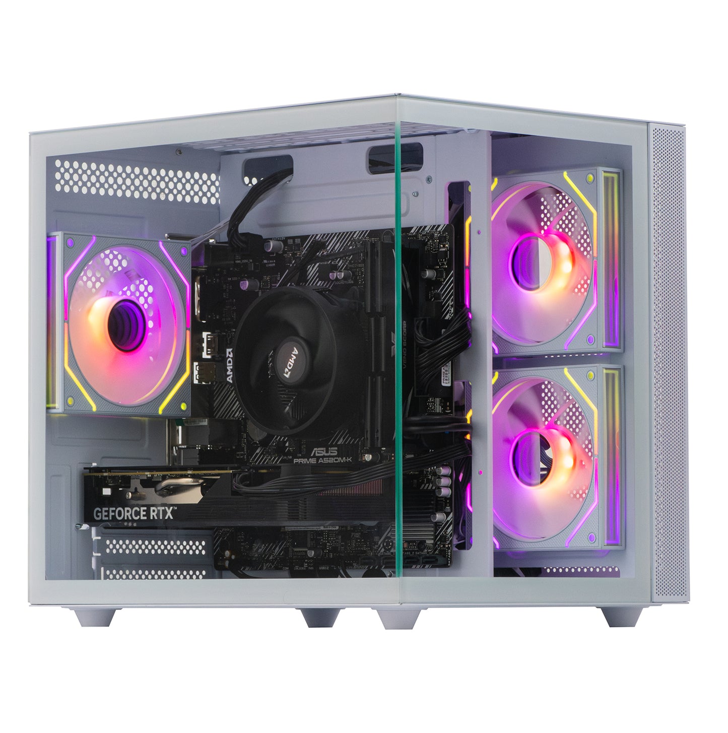 Mini Nemesis 3 White Dual Monitor Bundle - AMD Ryzen 3 3100 16GB AMD Radeon RX580 8GB N7-SE107
