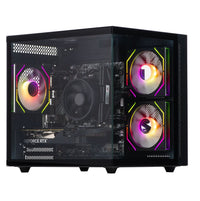Mini Nemesis 3 Black Gaming PC Case – Cube Mini Tower Chassis, Dual Tempered Glass Panels, 3x ARGB Fans Included, Micro-ATX/Mini-ITX Support, 240mm Radiator Support, Black