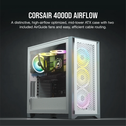 Corsair 4000D White - AMD RYZEN 9 7900X3D 32GB DDR5 ASUS RTX 4090 24GB ap-110ms