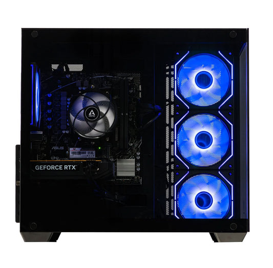 Nemesis 4 Black Gaming PC Case – Cube Mid Tower ATX Chassis, Dual Tempered Glass Panels, 4x ARGB Fans Included, 360mm Radiator Support, USB 3.0, Black