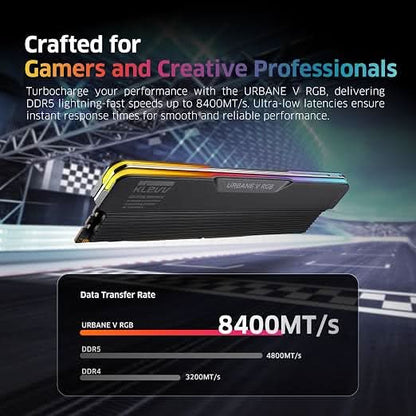 KLEVV Urbane V RGB DDR5 32GB (2x16GB) 6400MHz CL30 Gaming Desktop Ram Memory Jet Black
