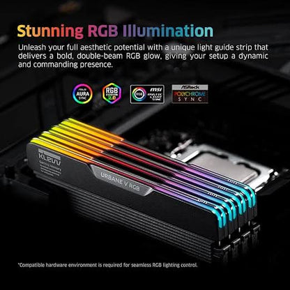 KLEVV Urbane V RGB DDR5 32GB (2x16GB) 6400MHz CL30 Gaming Desktop Ram Memory Jet Black