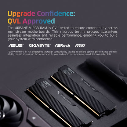 KLEVV Urbane V RGB DDR5 32GB (2x16GB) 6400MHz CL30 Gaming Desktop Ram Memory Jet Black