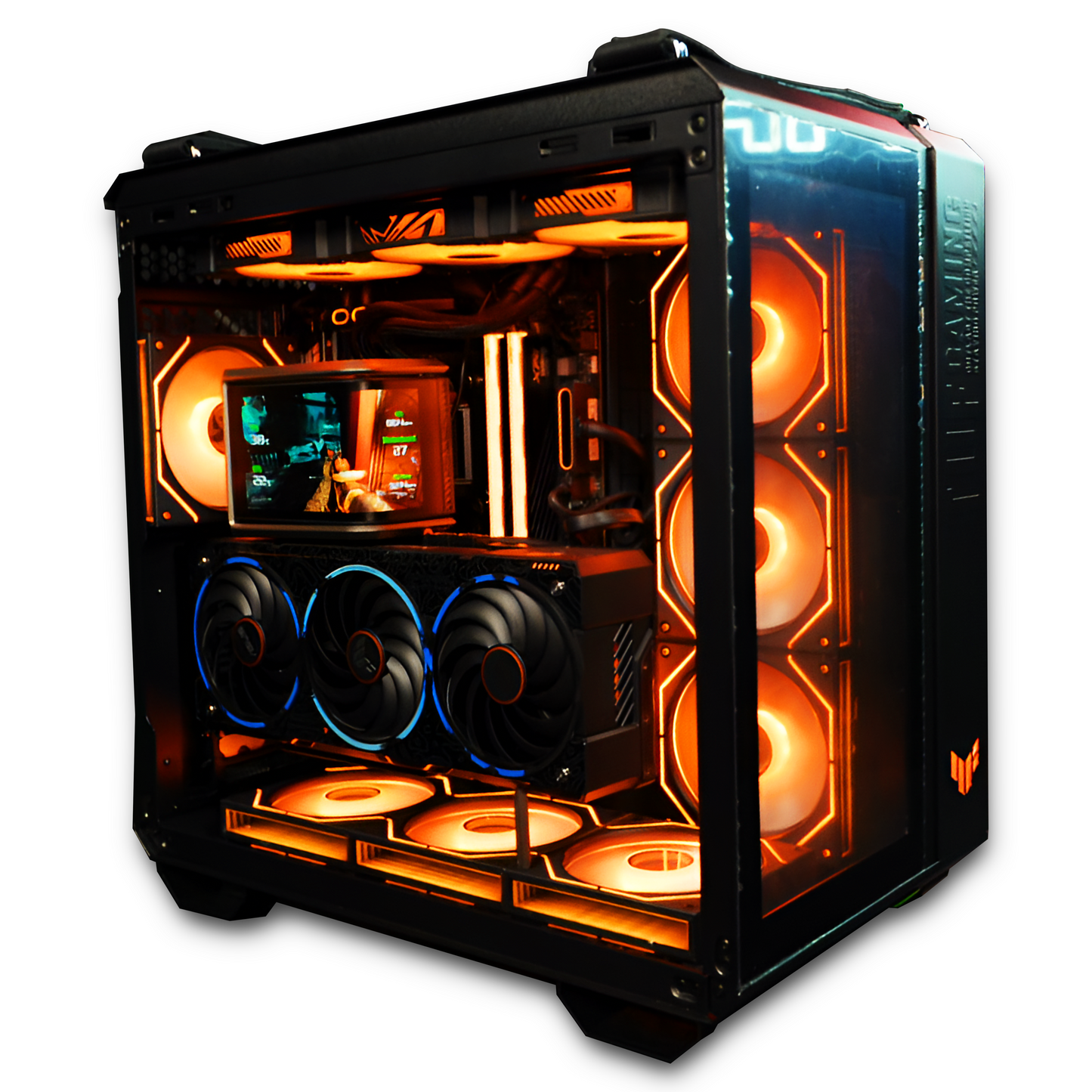 Veno Scorp Gaming PC – ASUS GT502 Ryzen 7 9850X3D RX 9070 XT Call of Duty TUF Edition 32GB DDR5 6000MHz ROG Ryuo 360 ARGB Windows 11