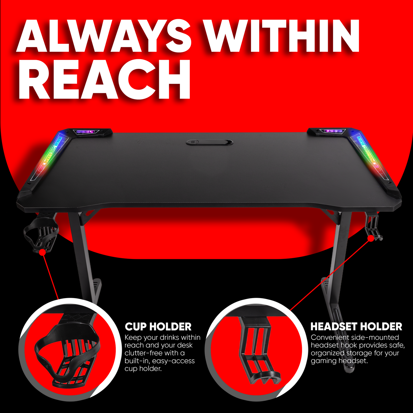 T1 Carbon Fibre RGB Gaming Desk