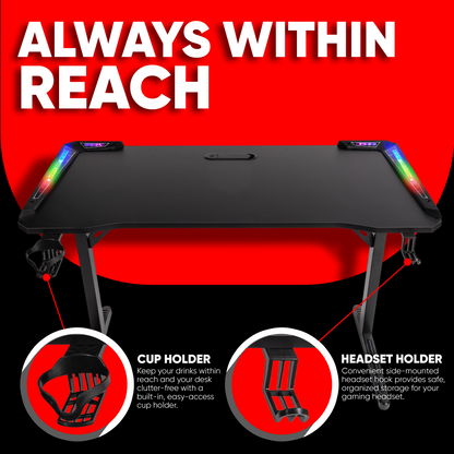 T1 Carbon Fibre RGB Gaming Desk