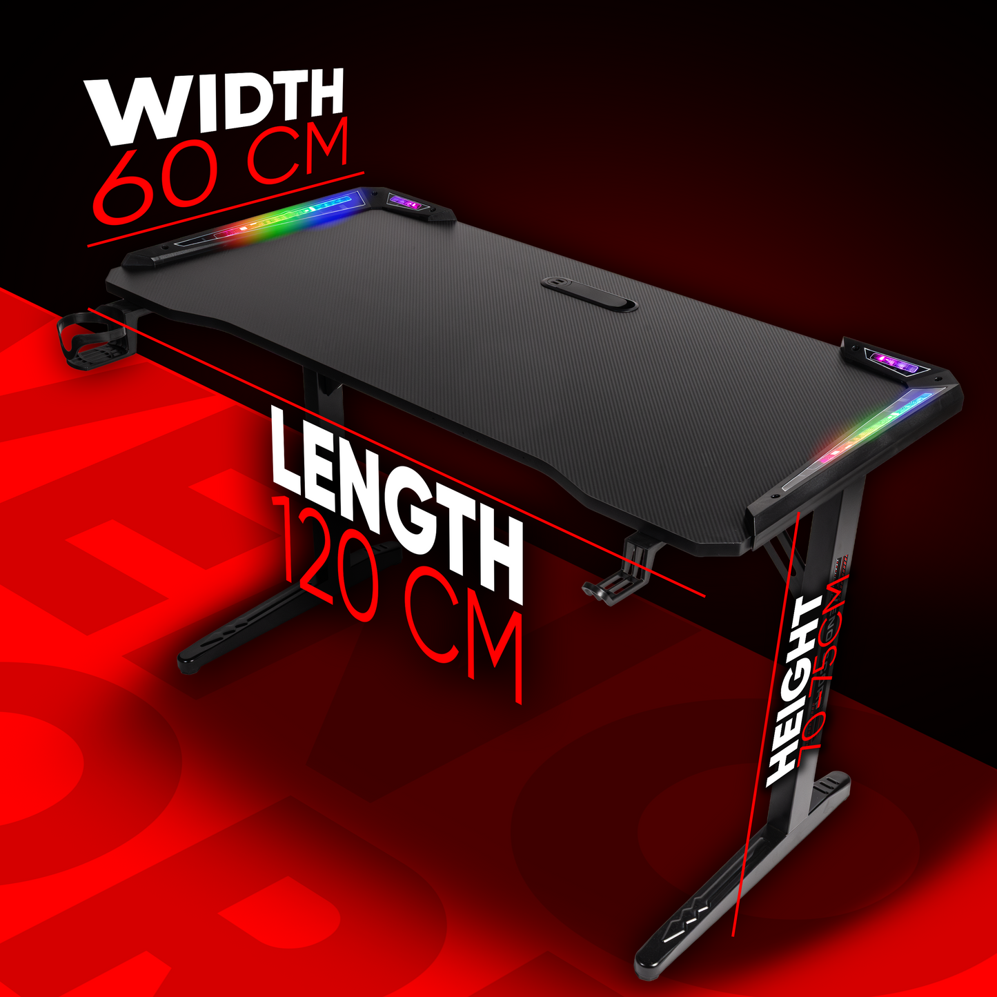 T1 Carbon Fibre RGB Gaming Desk