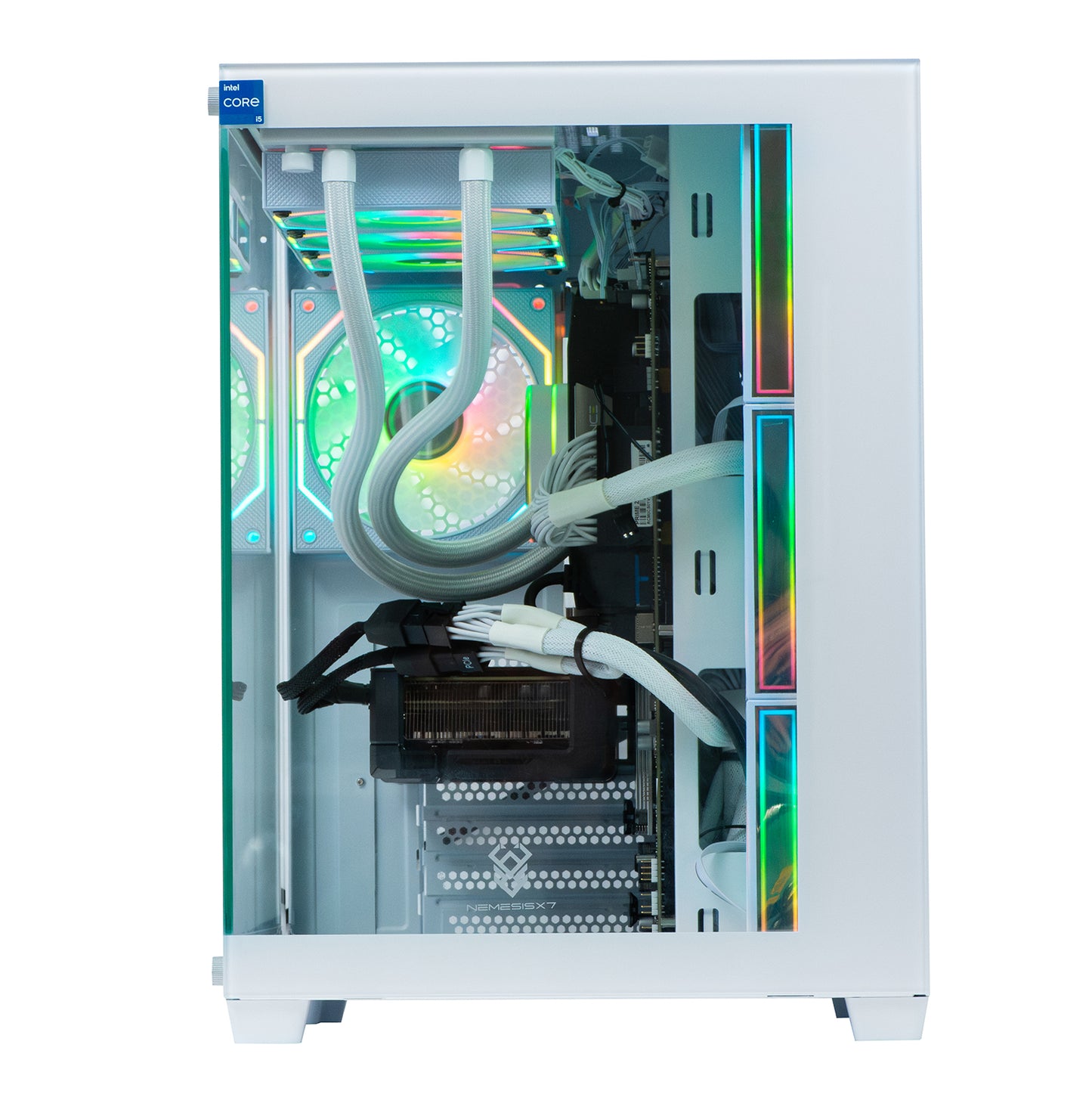 Nemesis White - AMD Ryzen 5 7500F DDR5 16GB RAM Dual GeForce RTX 5060 8GB GDDR7 AI Ready T6-MS409