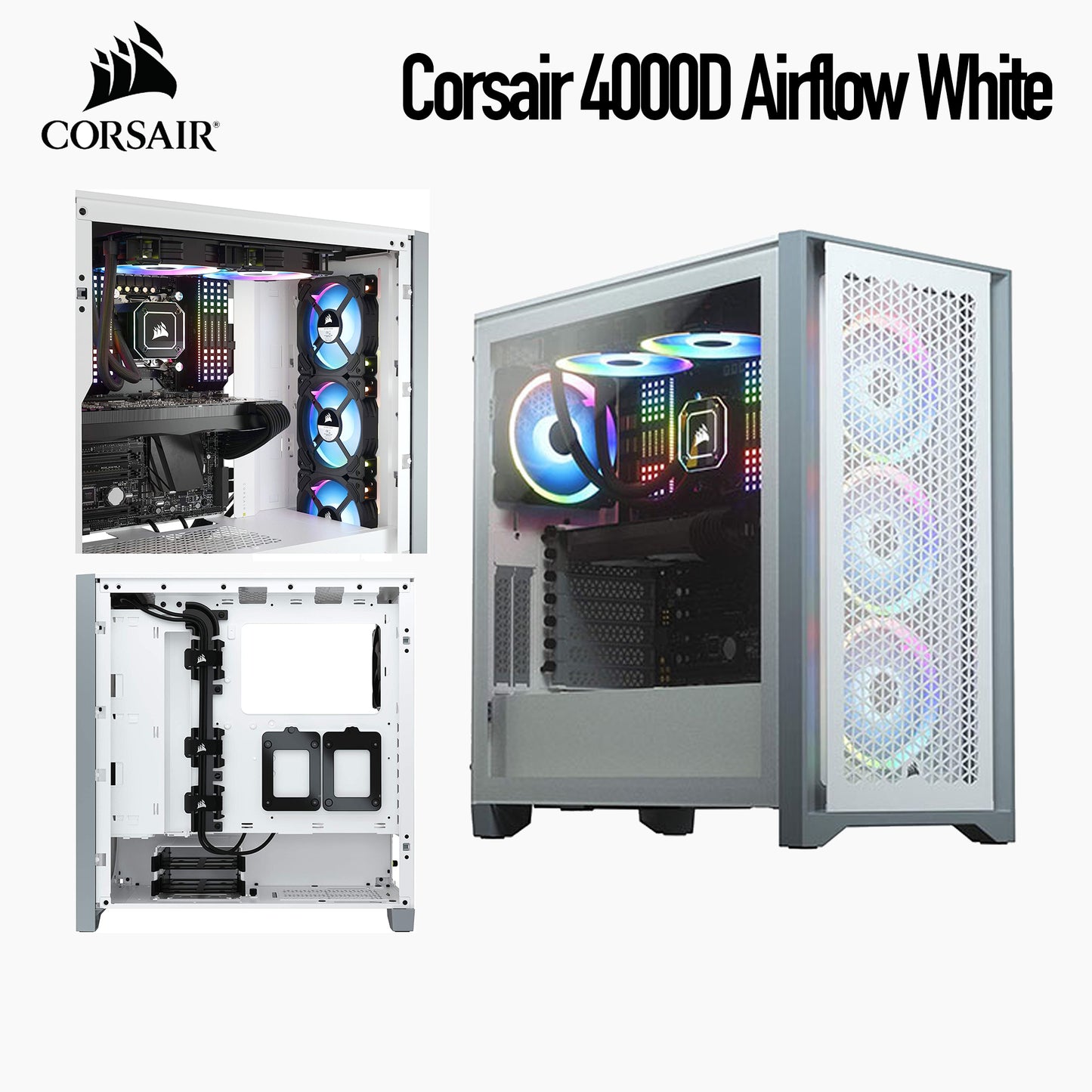 Corsair 4000D White - AMD RYZEN 9 7900X3D 32GB DDR5 ASUS RTX 4090 24GB ap-110ms
