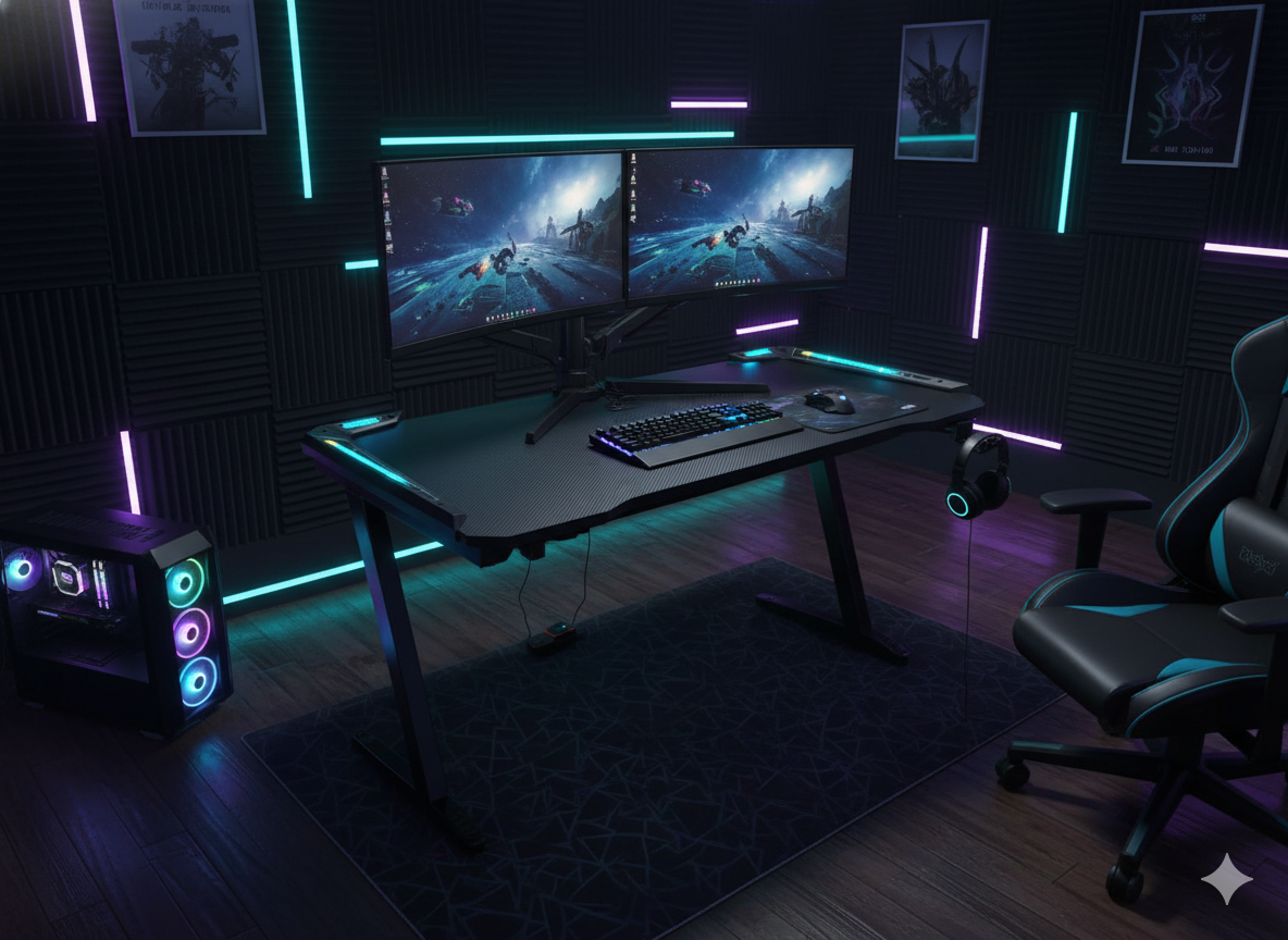 T1 Carbon Fibre RGB Gaming Desk