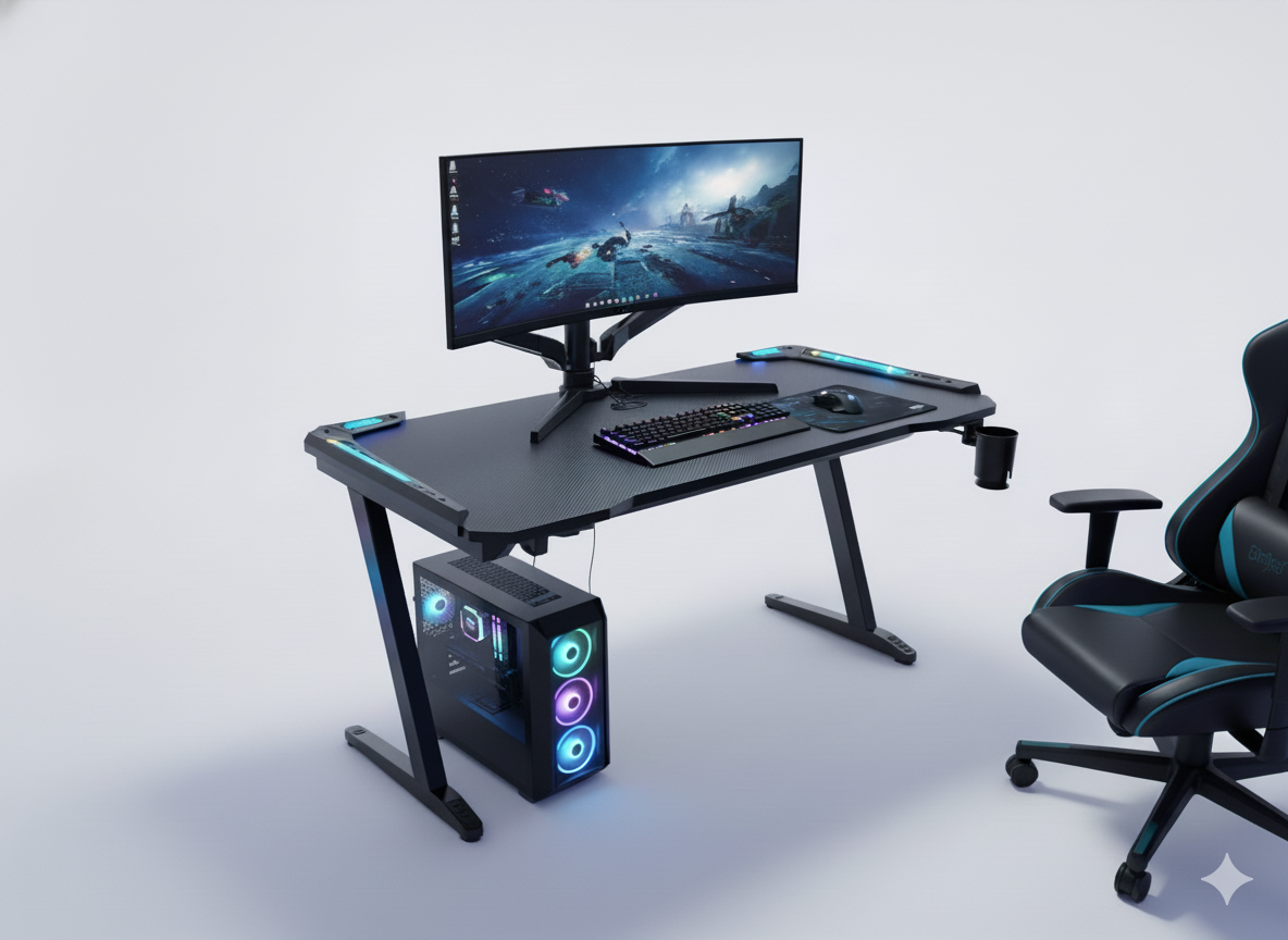 T1 Carbon Fibre RGB Gaming Desk
