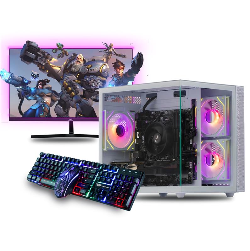 Mini Nemesis 3 White Gaming PC Bundle - AMD Ryzen 5 4500 16GB Nvidia RTX 3050 6GB NV-MS301