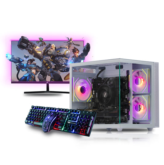 Mini Nemesis White Gaming PC Bundle - Ryzen 3 3100 16GB AMD Radeon RX580 8GB
