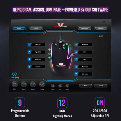 VenoScorp - ViperX RGB Gaming Mouse | Precision & Performance