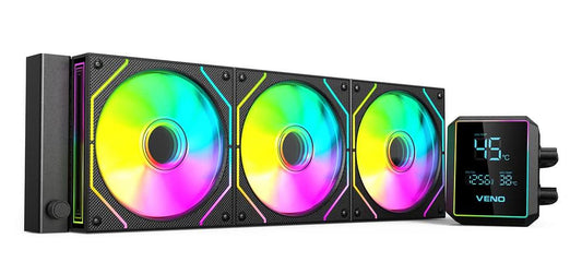 P360X Black 360mm ARGB Liquid CPU Cooler – AIO Water Cooling System, Triple 120mm RGB Fans, Intel LGA1700 & AMD AM5 Compatible, Matte Black