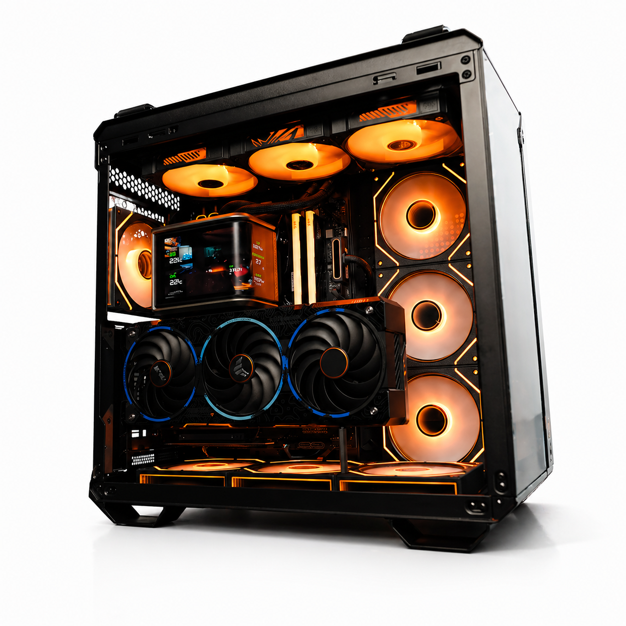 Veno Scorp Gaming PC – ASUS GT502 Ryzen 7 9850X3D RX 9070 XT Call of Duty TUF Edition 32GB DDR5 6000MHz ROG Ryuo 360 ARGB Windows 11