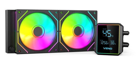 VS P240T PRO BLK 240mm ARGB Liquid CPU Cooler – AIO Water Cooling System, Dual 120mm RGB Fans, Intel LGA1700 & AMD AM5 Compatible, Matte Black