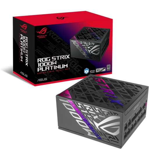 Asus ROG Strix 1000W Platinum PSU, Fully Modular, 80+ Platinum, ATX 3.1, PCIe 5.0, GaN MOSFET, Intelligent Voltage Stabilizer