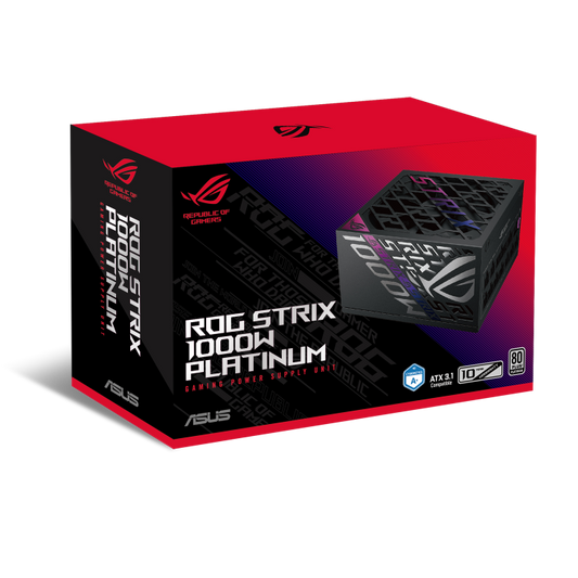 Asus ROG Strix 1000W Platinum PSU, Fully Modular, 80+ Platinum, ATX 3.1, PCIe 5.0, GaN MOSFET, Intelligent Voltage Stabilizer