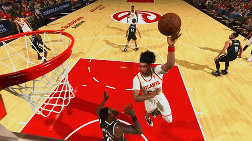 Basketball player taking a shot at the basket during a game