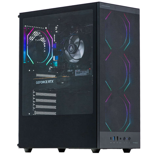 Titan X Gaming PC Case – ATX Mid Tower Chassis, Tempered Glass Side Panel, Hexagonal ARGB Mesh Front, USB 3.1 Type-C, 360mm Radiator Support, Black