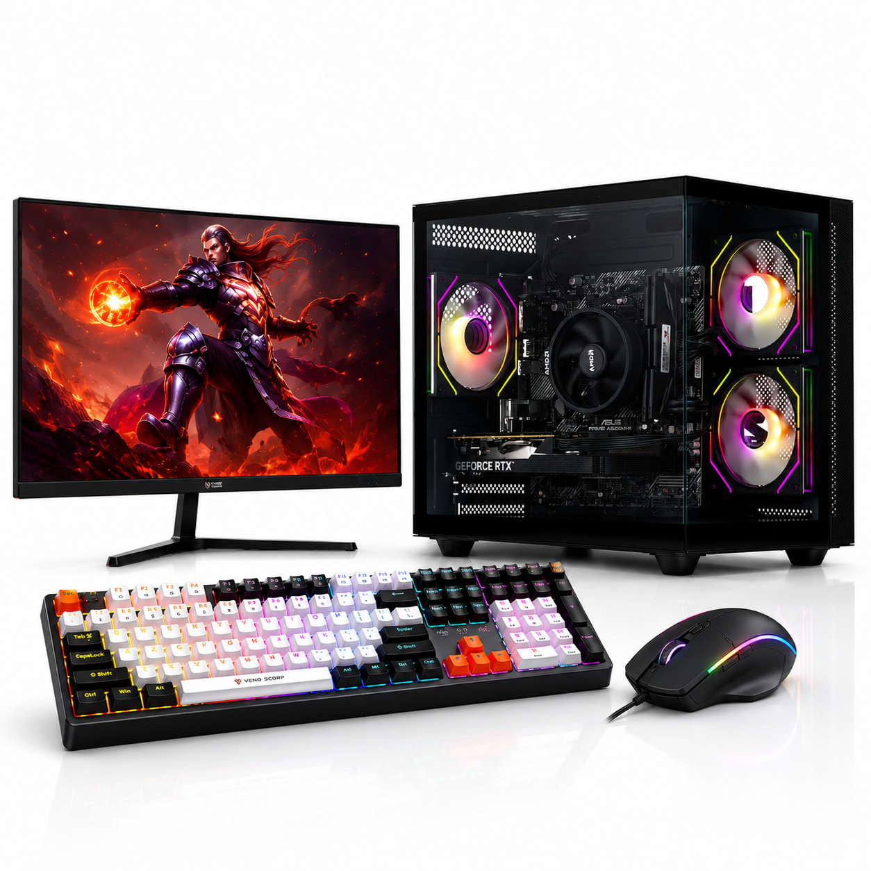 Nemisis Pro Black Gaming PC Bundle – Ryzen 3 3100, RX 560 4GB, 16GB DDR4, 512GB SSD, Win 11, 24" 100Hz Monitor, Mechanical RGB Keyboard & Mouse Combo NWS-VS-001