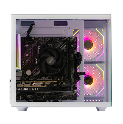 Mini Nemesis 3 White Dual Monitor Bundle - AMD Ryzen 3 3100 16GB AMD Radeon RX580 8GB N7-SE107